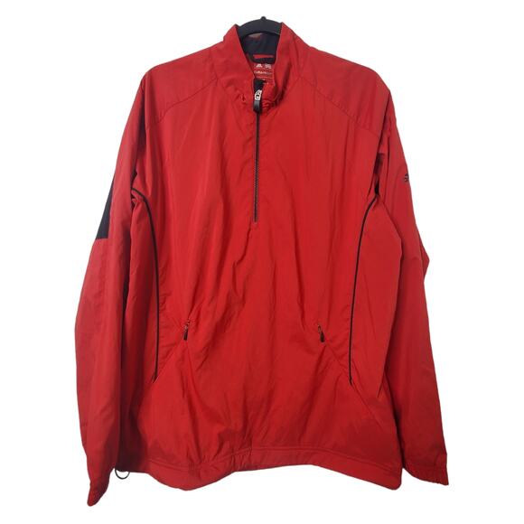 Adidas Climaproof Red 1/4 Windbreaker Jacket Men's Size Medium Athletic Pockets - Picture 1 of 7